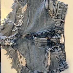 Zara Light Blue Distressed Jean Shorts